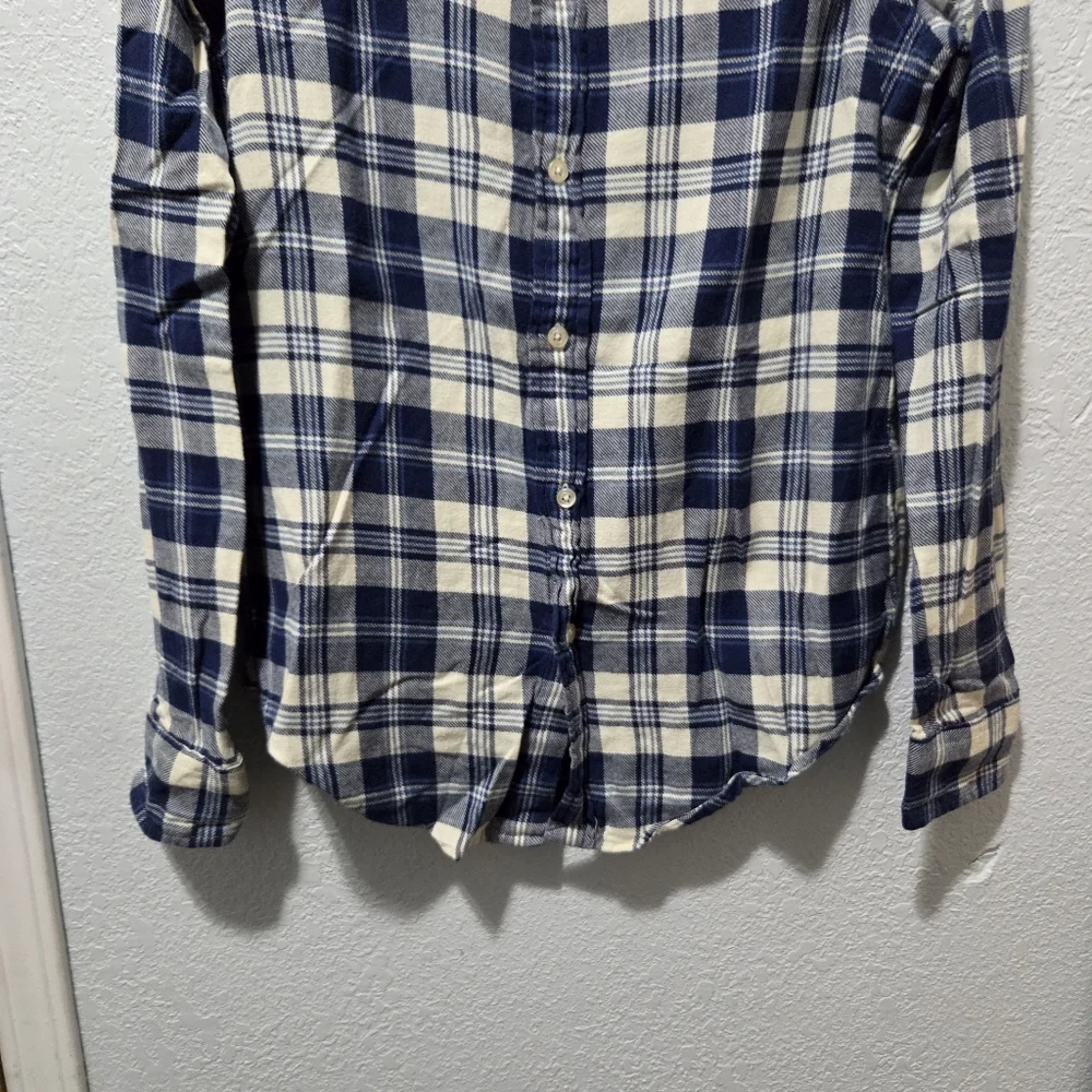Ralph Lauren Blue Label Navy and Cream Plaid Shirt - Picture 3 of 6